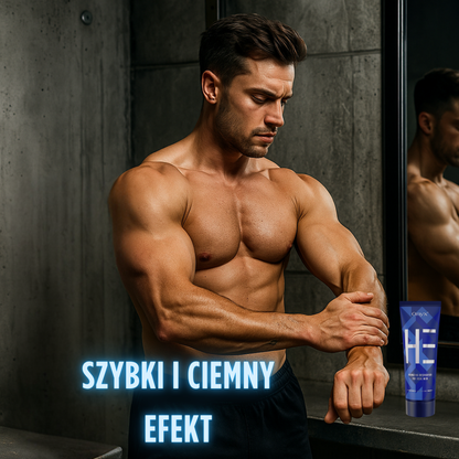 Szybki i ciemny efekt po aplikacji Onyx HE – przyspieszacz brązujący stworzony dla aktywnych mężczyzn